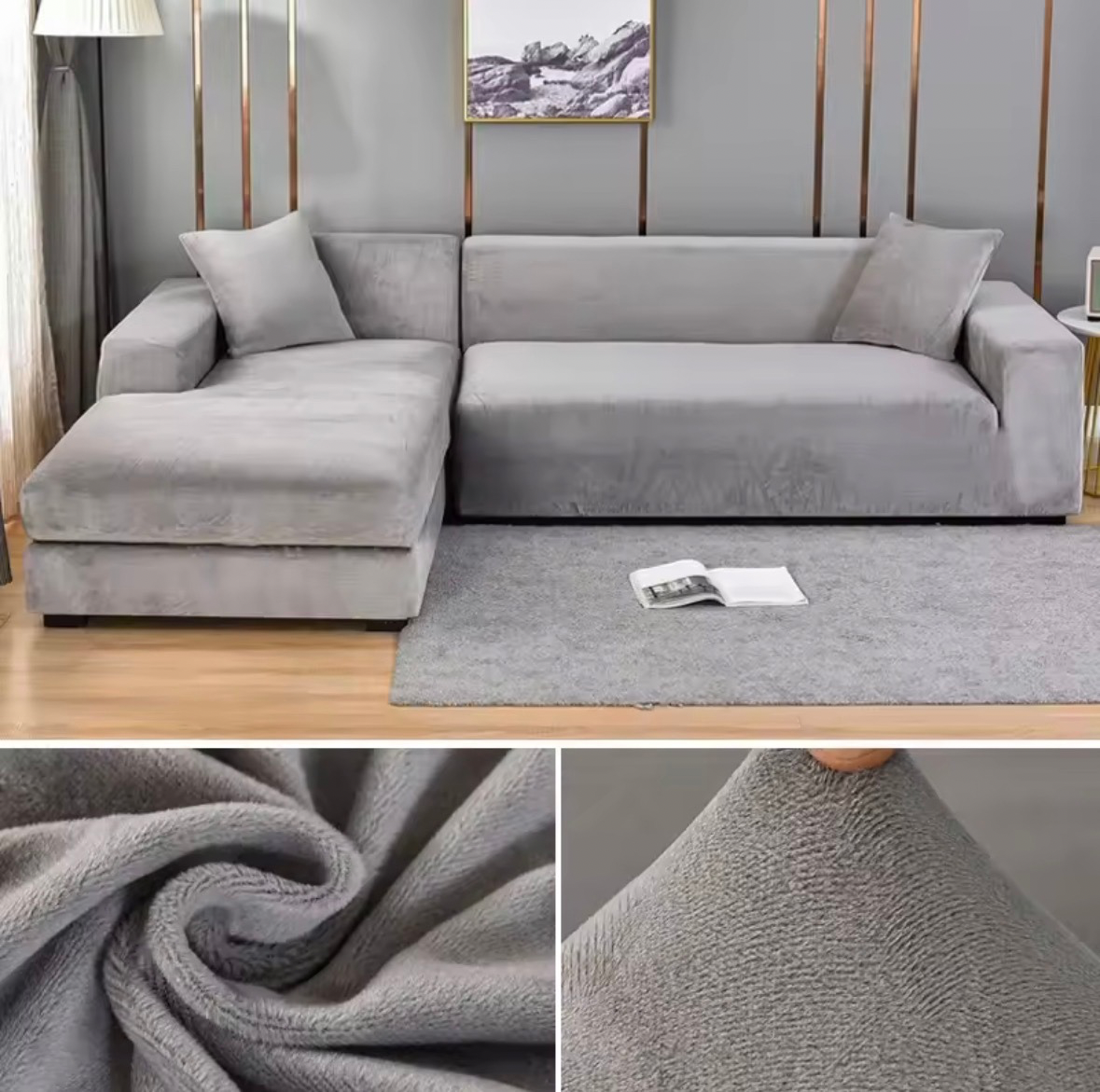 Housse de Canapé Extensible Velours Confort