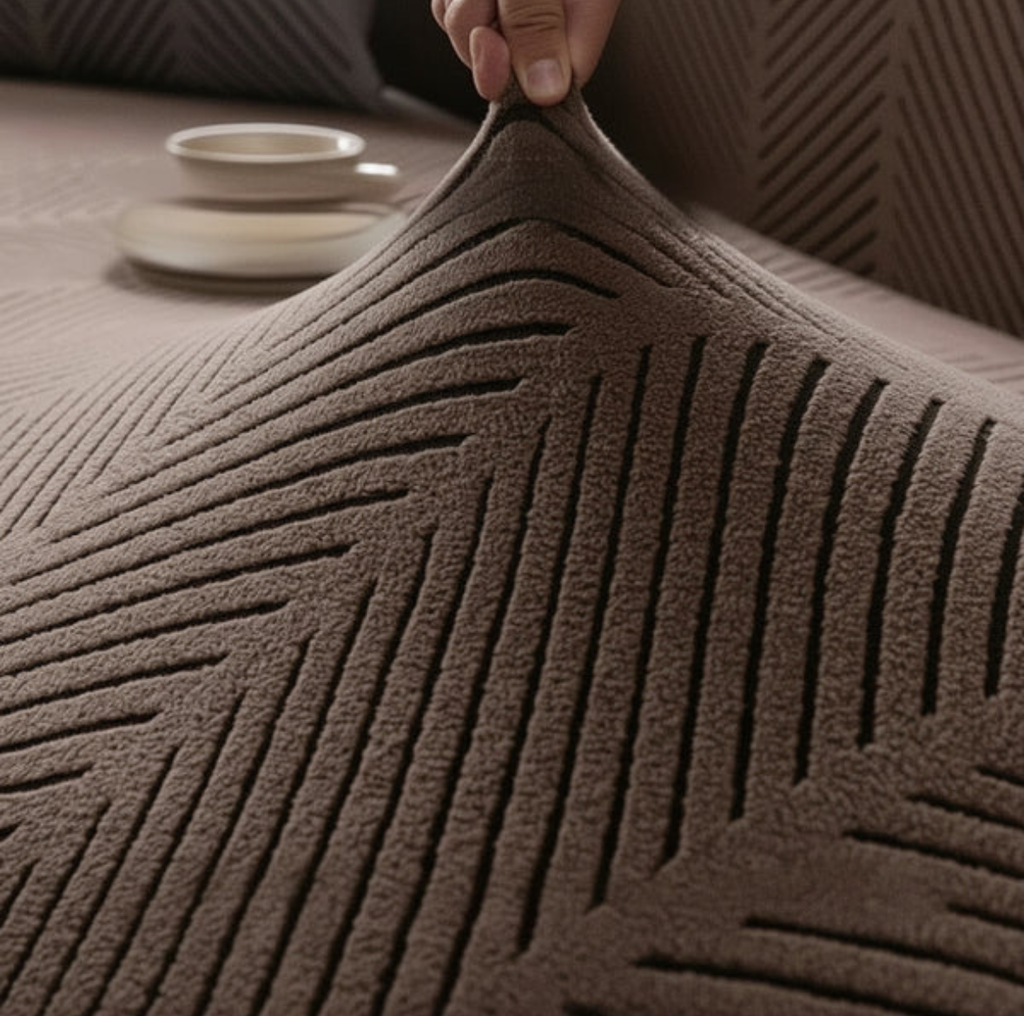 Housse de Canapé Extensible Texturée Géométrique