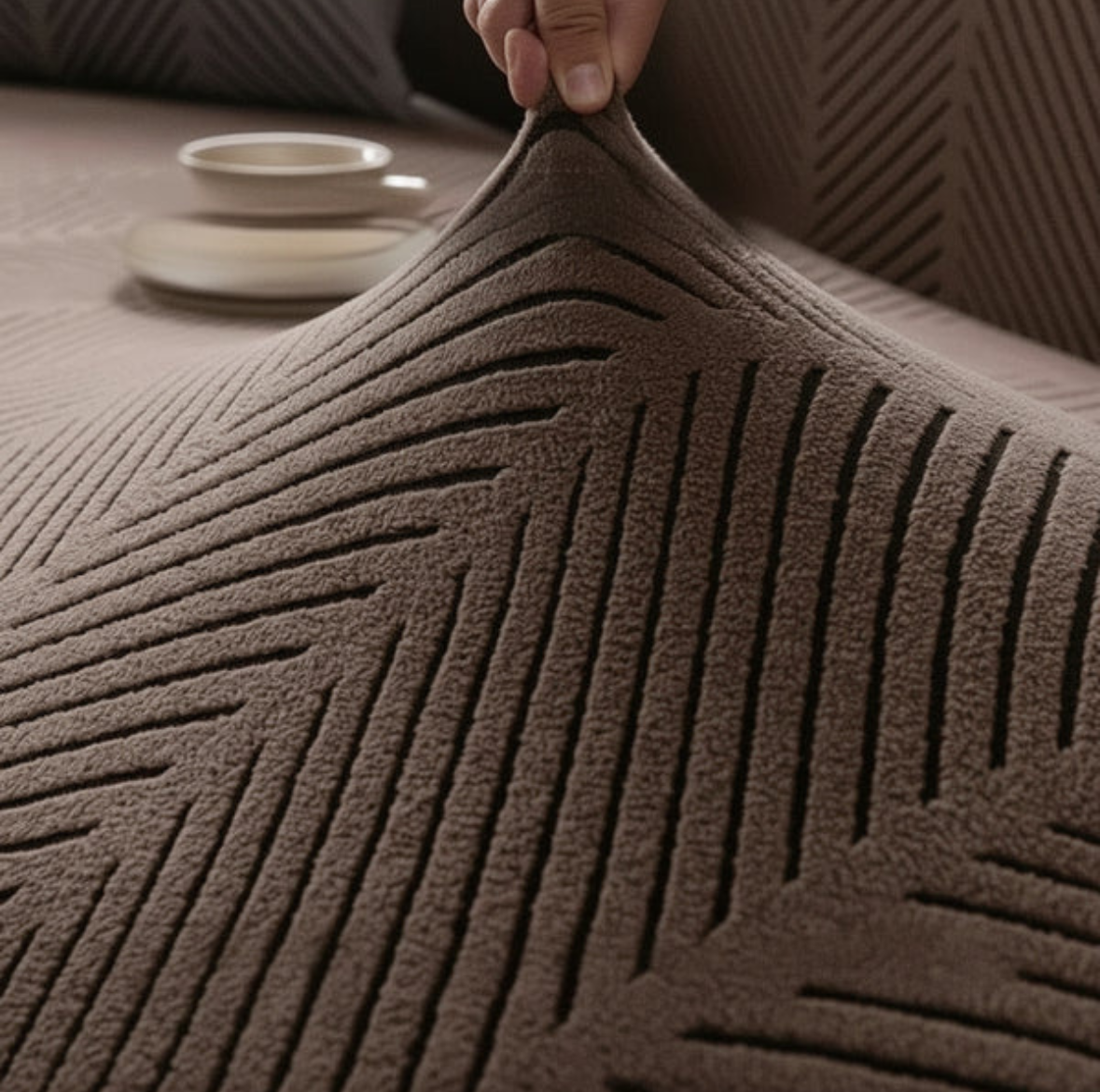 Housse de Canapé Extensible Texturée Géométrique