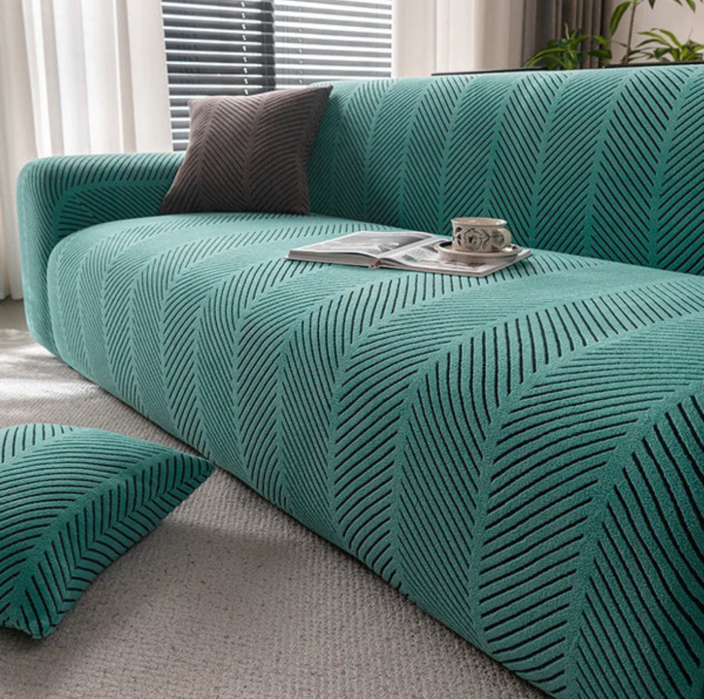 Housse de Canapé Extensible Texturée Géométrique