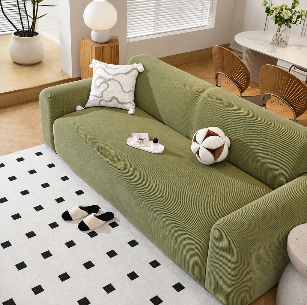 Housse de Canapé en Velours Côtelé Extensible