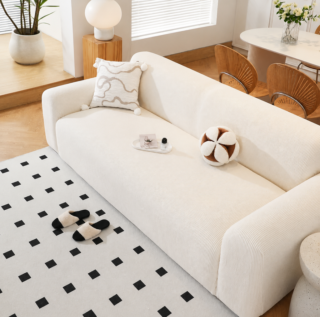 Housse de Canapé en Velours Côtelé Extensible