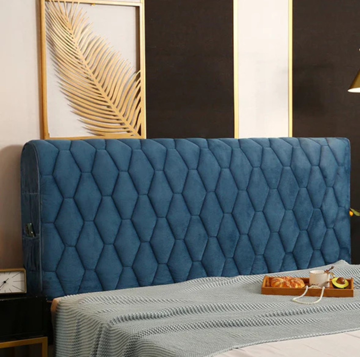 Housse de Tête de Lit Matelassée avec Poche Latérale