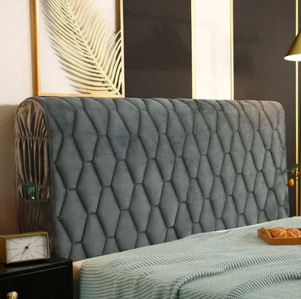 Housse de Tête de Lit Matelassée avec Poche Latérale