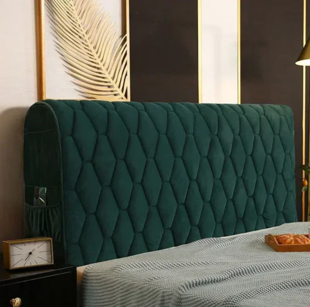Housse de Tête de Lit Matelassée avec Poche Latérale