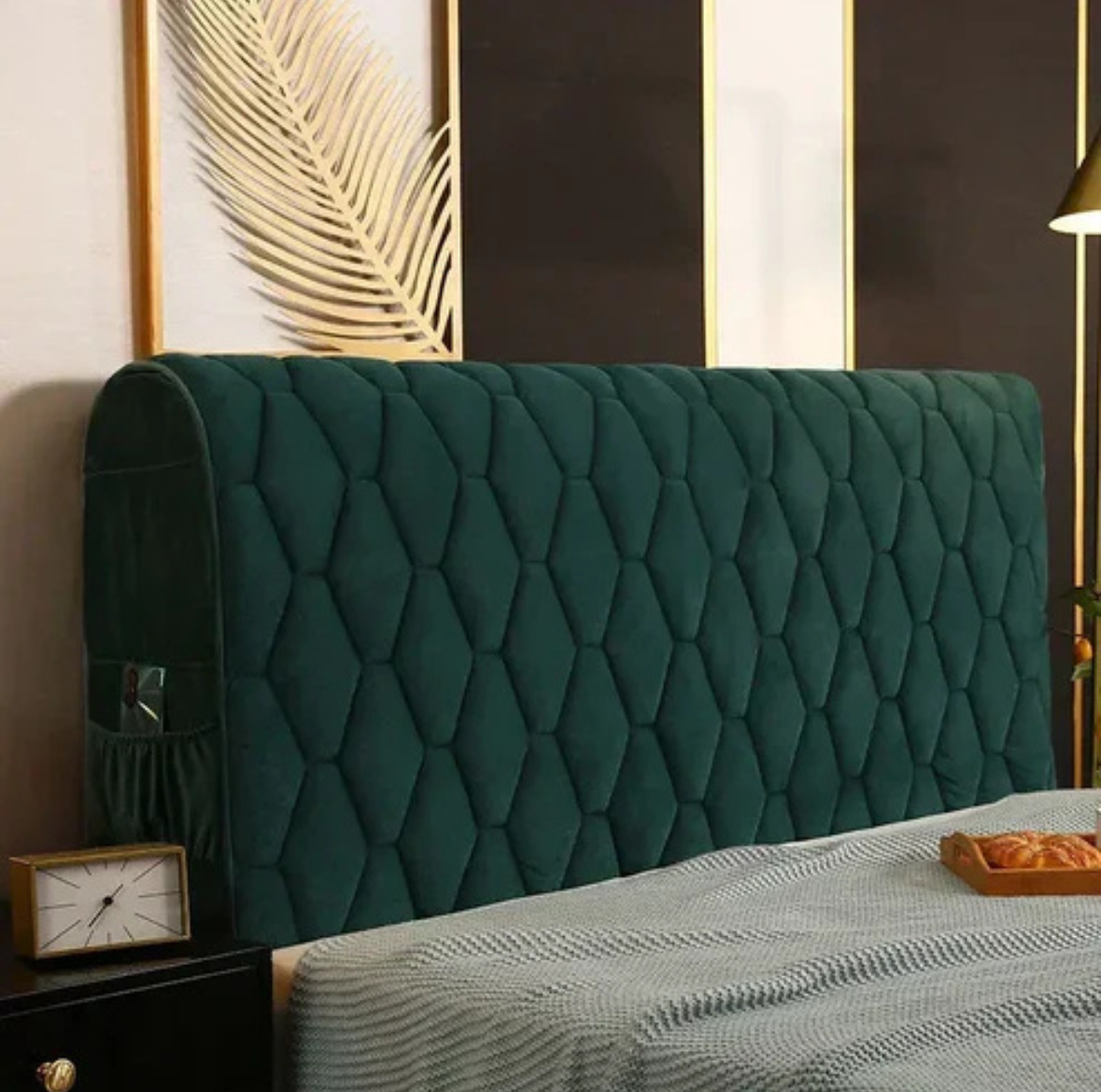 Housse de Tête de Lit Matelassée avec Poche Latérale