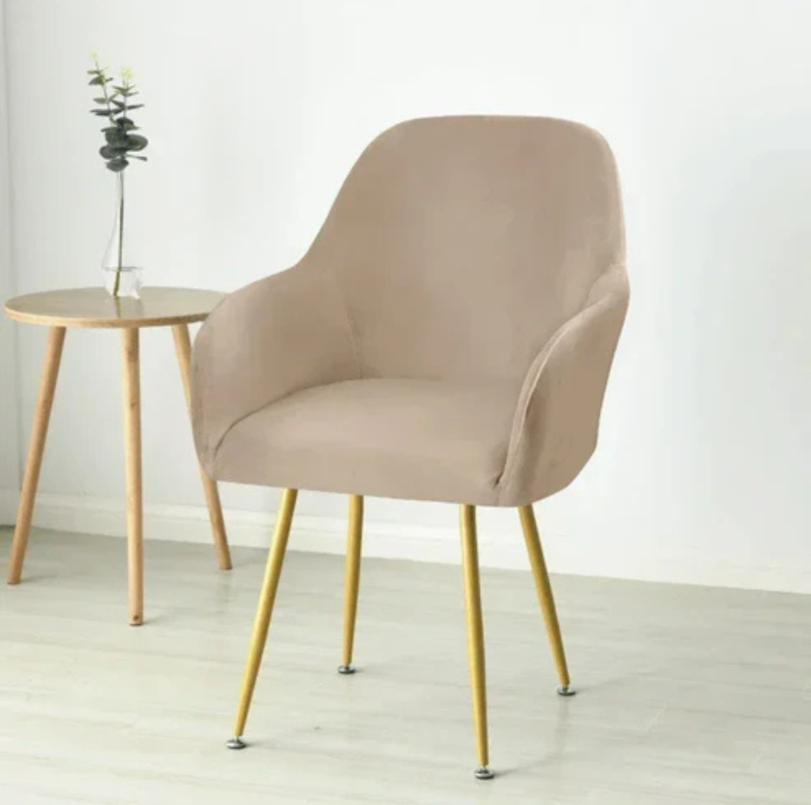 Housse de Chaise Velours avec Accoudoirs