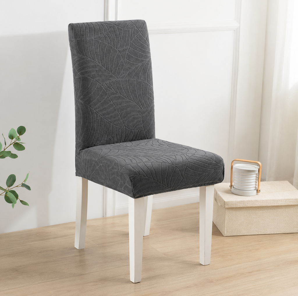 Housse de Chaise Jacquard à Motif Végétal en Relief