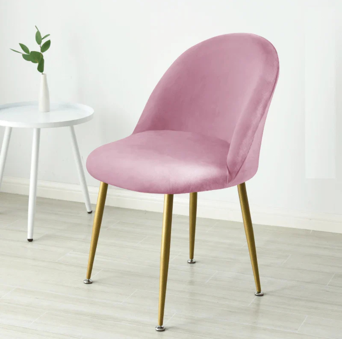 Housse de Chaise Velours à Dossier Arrondi