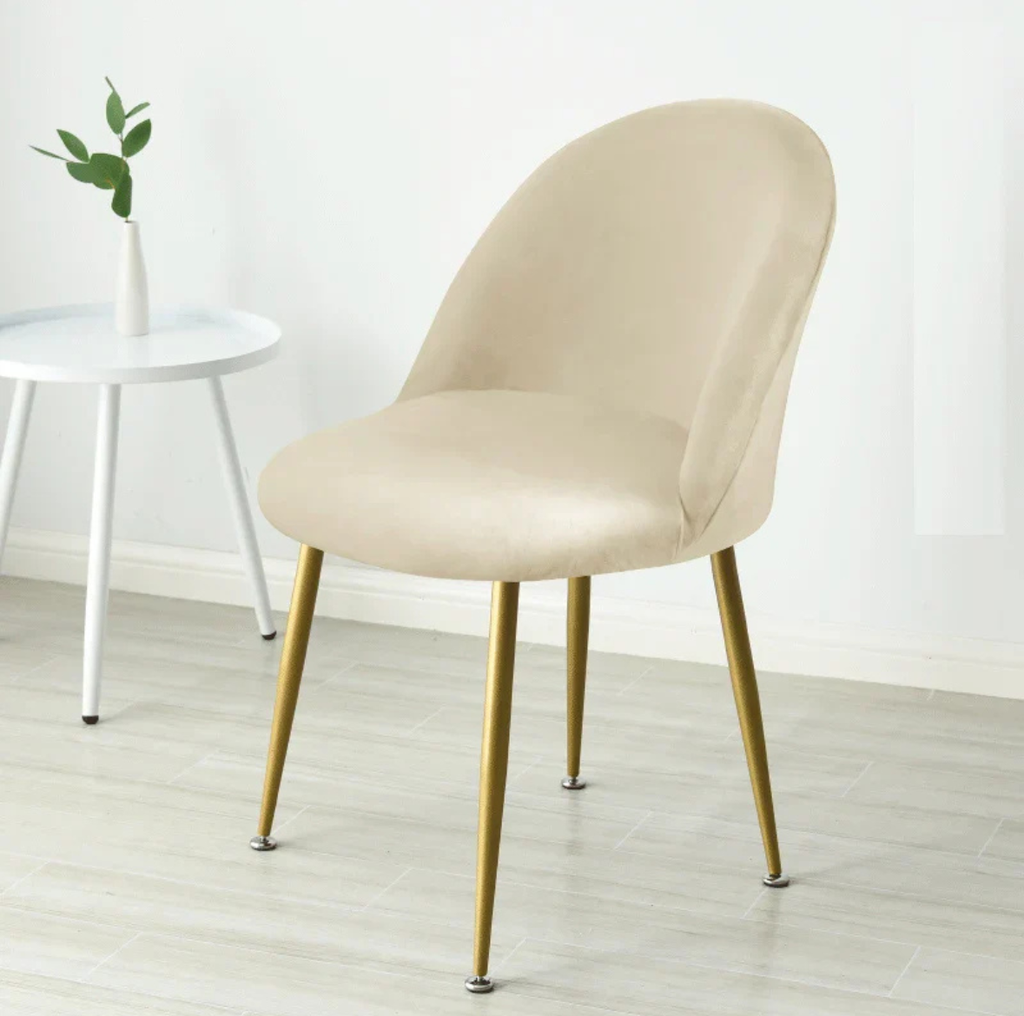 Housse de Chaise Velours à Dossier Arrondi