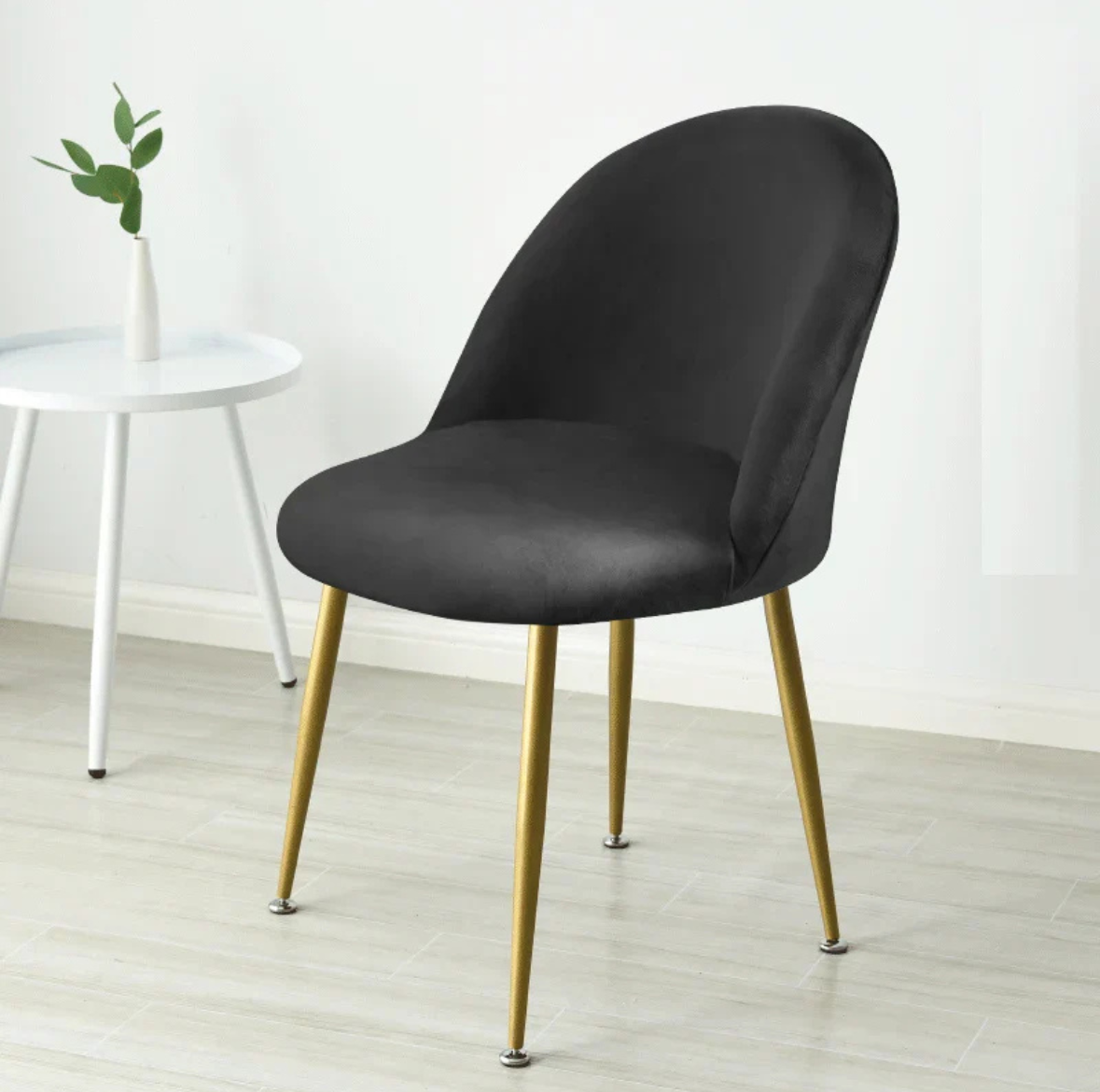 Housse de Chaise Velours à Dossier Arrondi