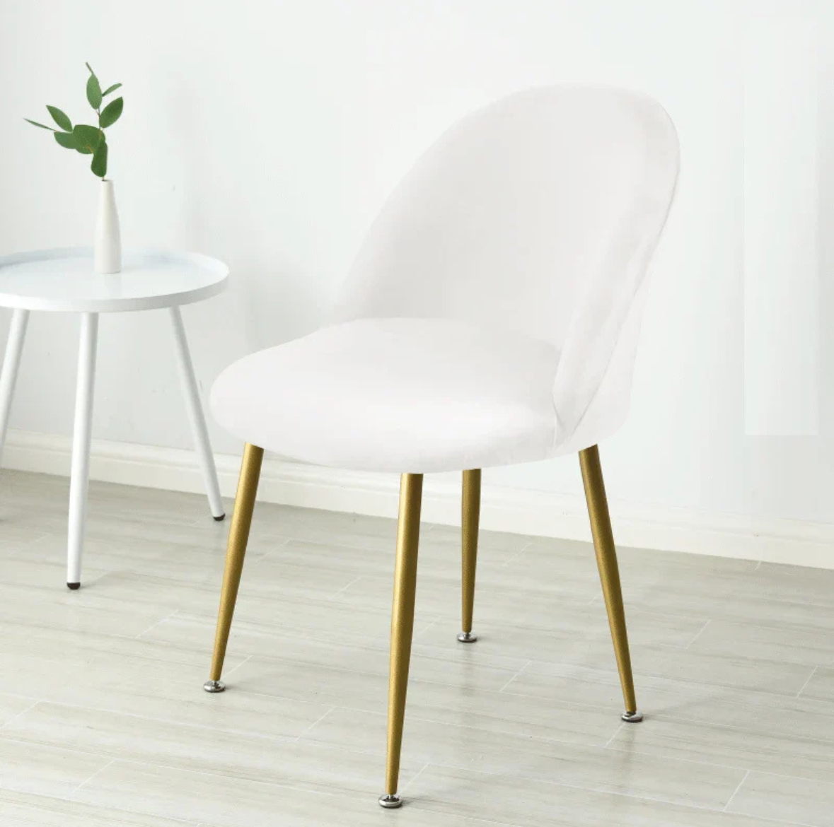 Housse de Chaise Velours à Dossier Arrondi