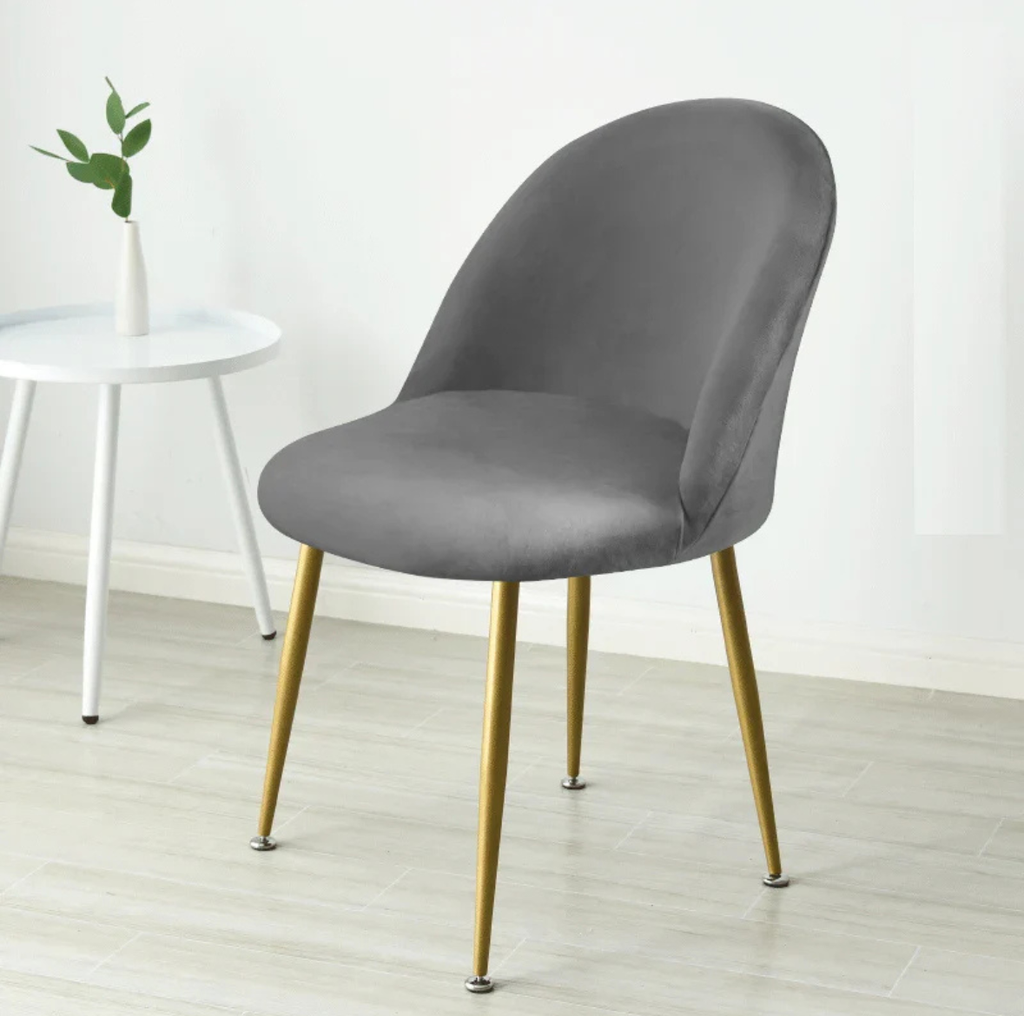 Housse de Chaise Velours à Dossier Arrondi