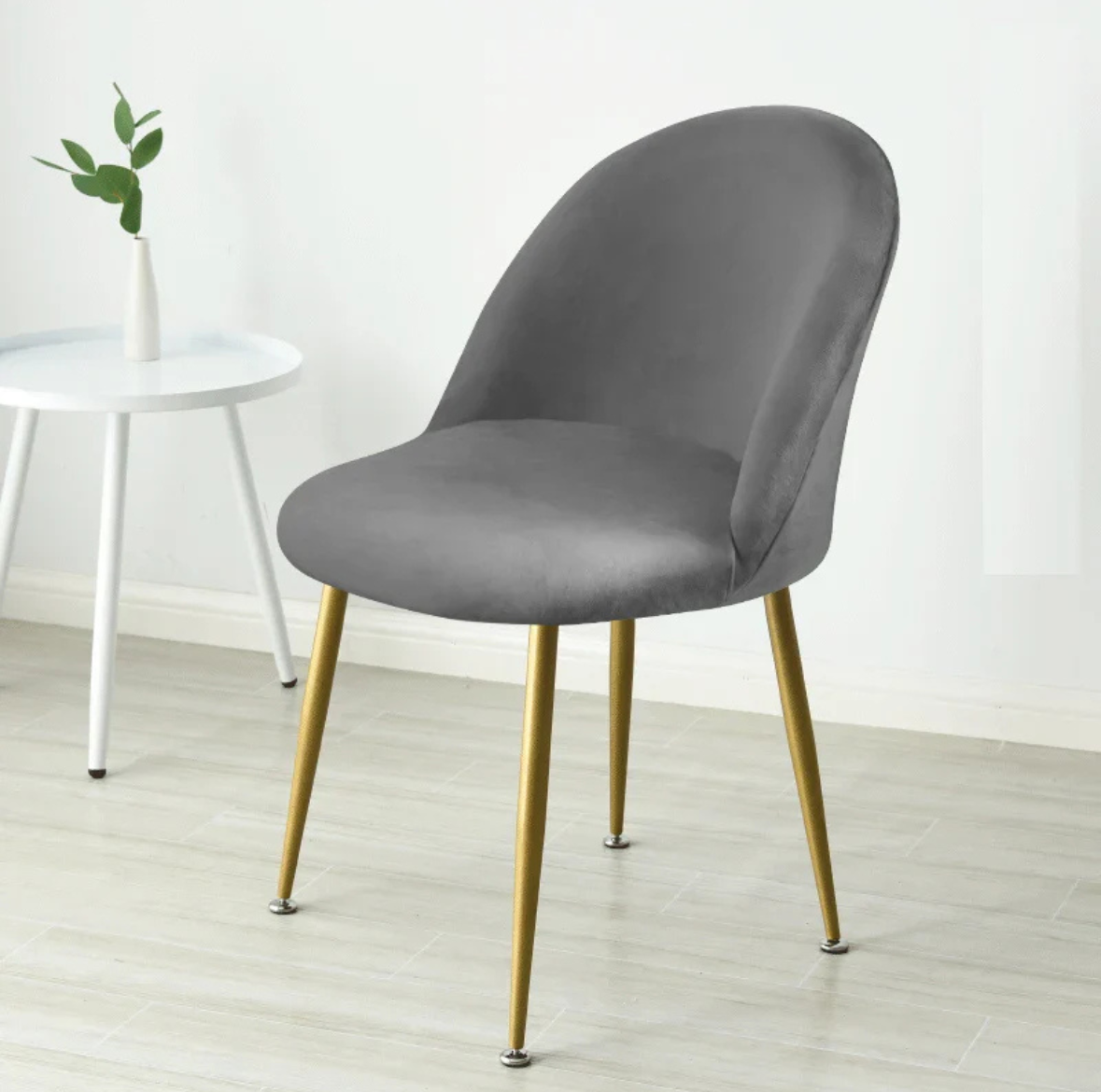 Housse de Chaise Velours à Dossier Arrondi