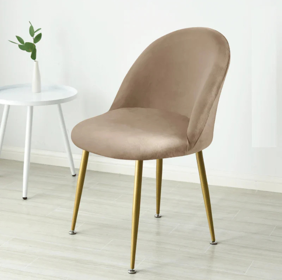 Housse de Chaise Velours à Dossier Arrondi
