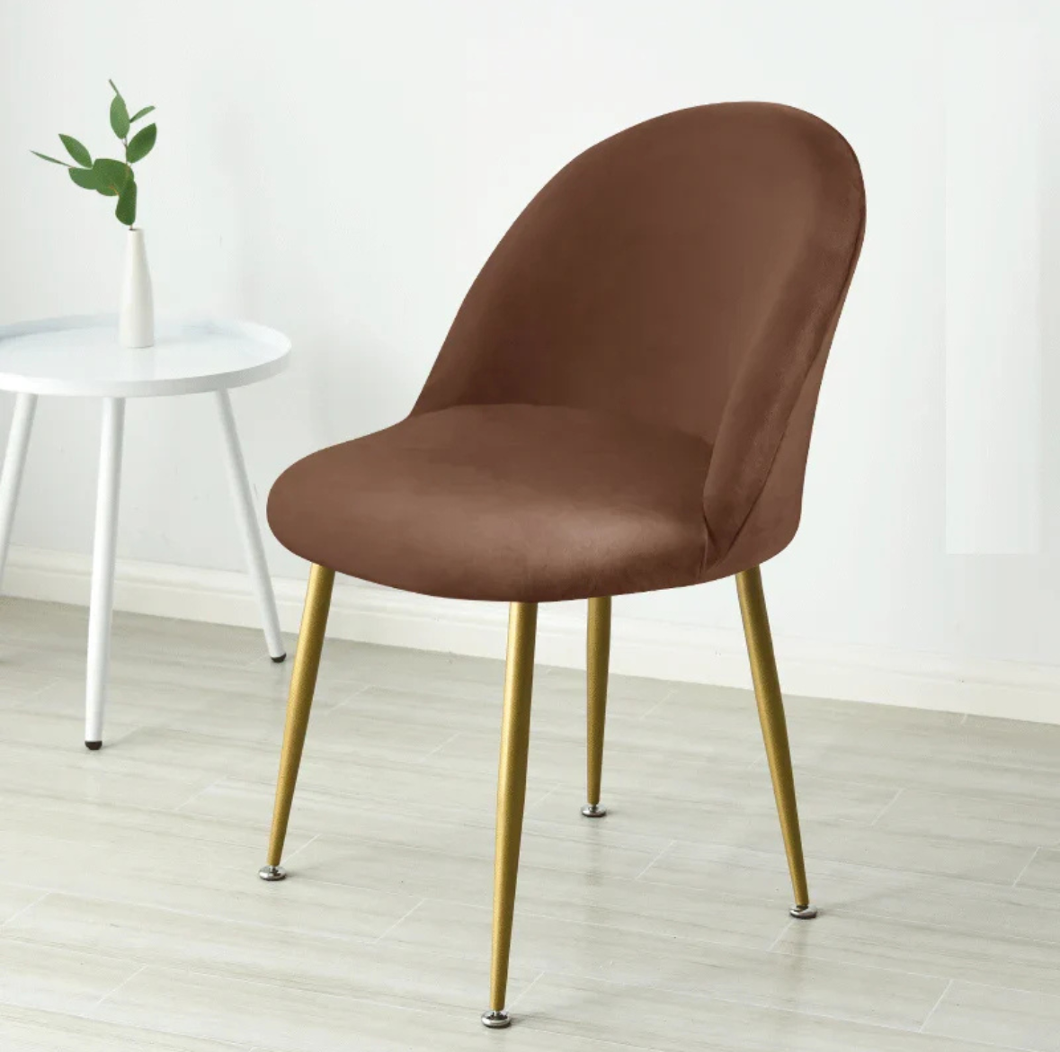 Housse de Chaise Velours à Dossier Arrondi