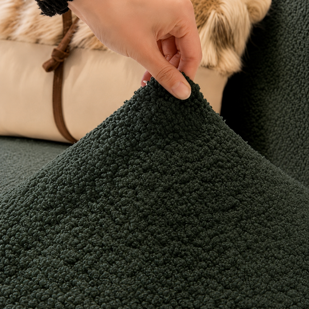 Housse de Canapé Extensible en Peluche Épaisse