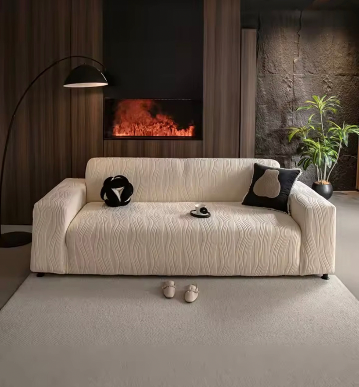 Housse de Canapé Texturée Extensible Élégante